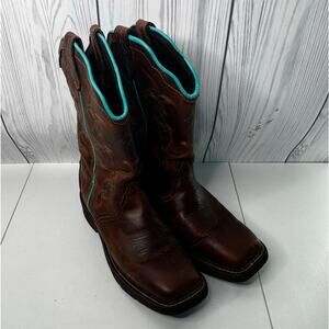 Justin Gypsy Women’s Sz 9B Western Boots L2900 Cowgirl Square Toe Teal Brown